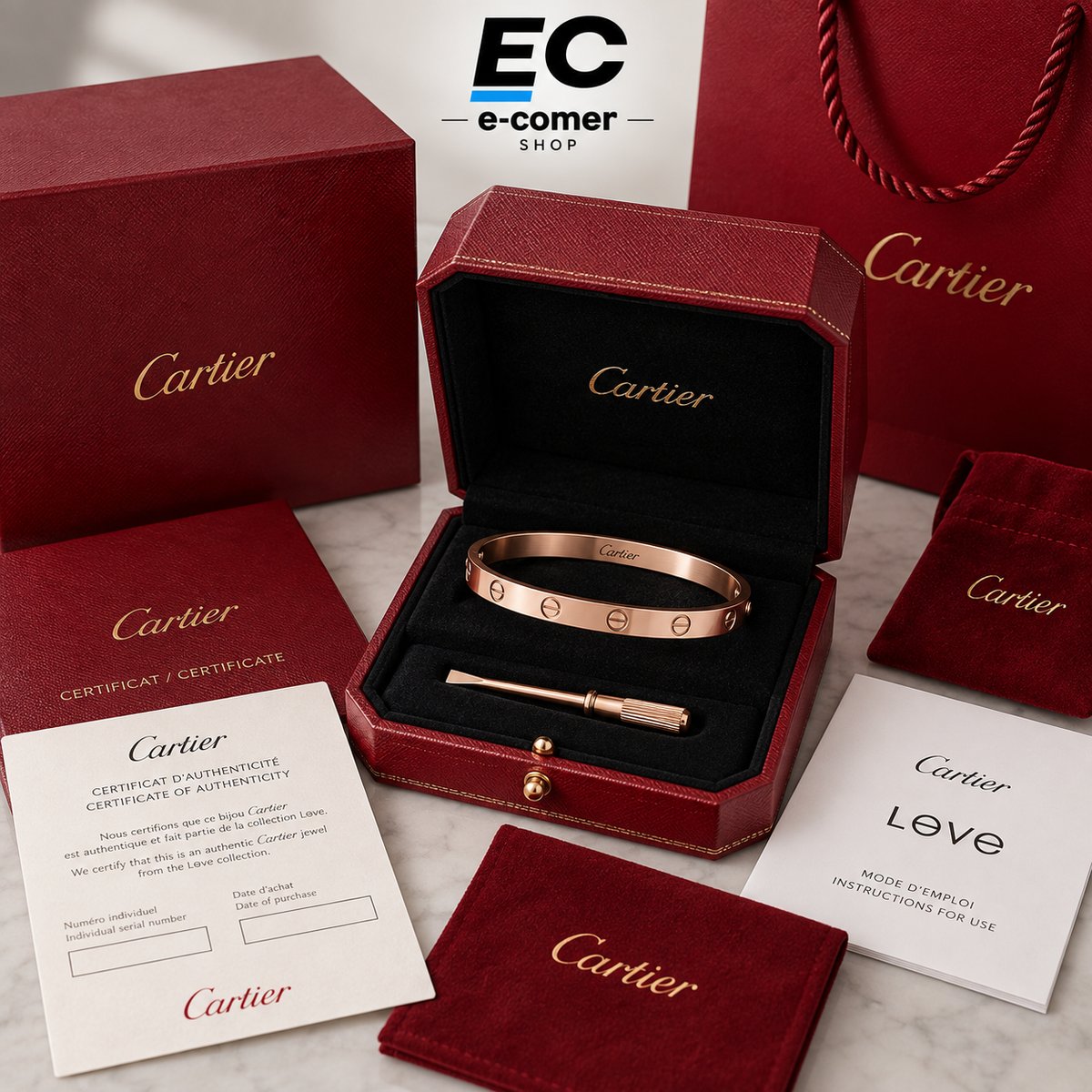 Cartier Love full set rose (titanio + baño de oro)